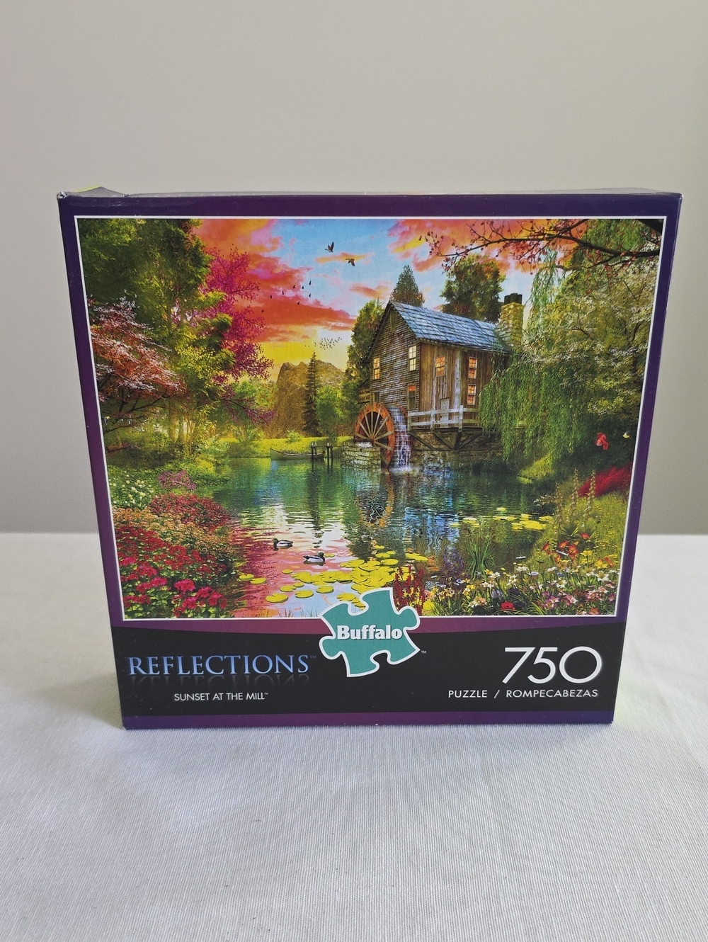Sealed Buffalo Jigsaw Puzzle 750 Pieces Reflections Sunset At The Mill Box Wear